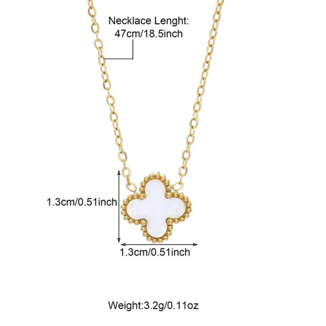 White Clover Set Earrings and Necklace - 18K Gold Plated