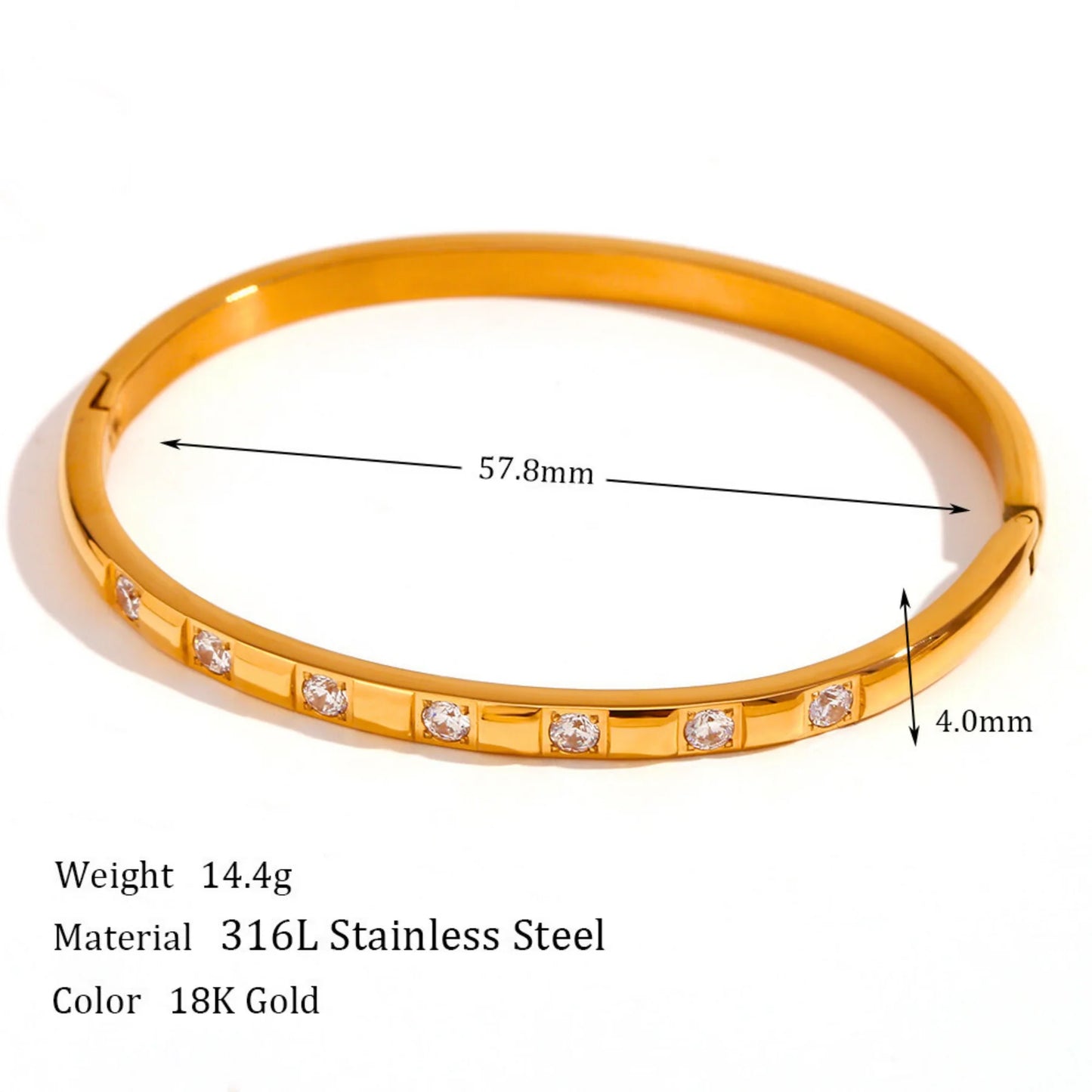 18k Gold Plated Tennis Zircon Bangle