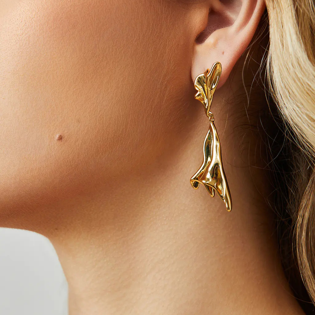 Lava Pattern Drop Earrings – 18K Gold Plated