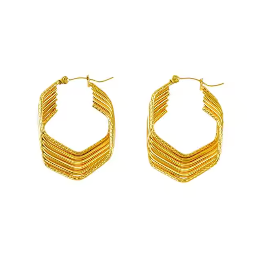 18K Gold Plated Irregular Unique Big Hoop Earrings