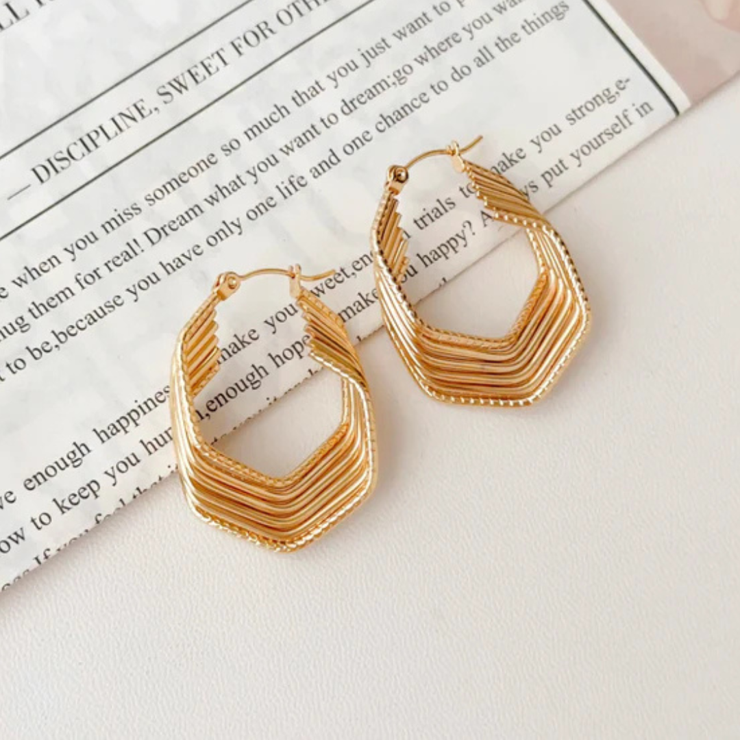 18K Gold Plated Irregular Unique Big Hoop Earrings