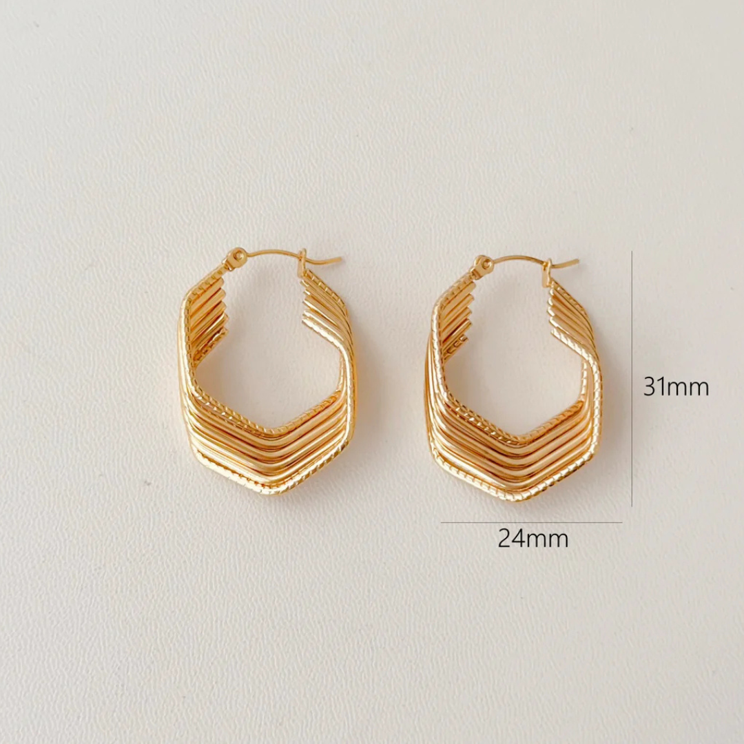 18K Gold Plated Irregular Unique Big Hoop Earrings