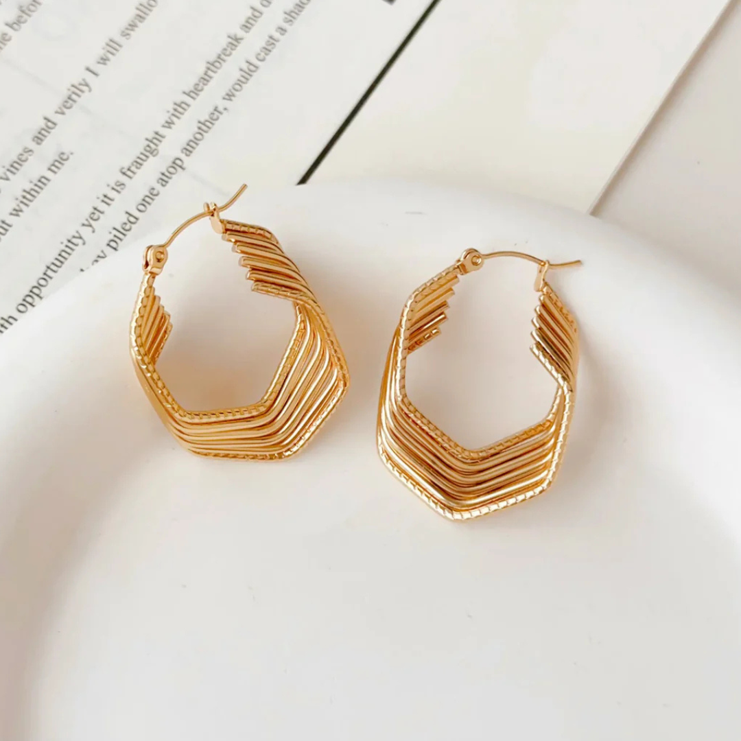 18K Gold Plated Irregular Unique Big Hoop Earrings