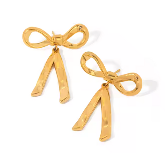 18K Gold-Plated Designer Bow Style Earrings