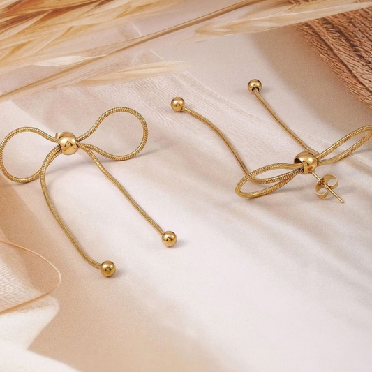 18K Gold Plated Bow Knot Dangle Earrings