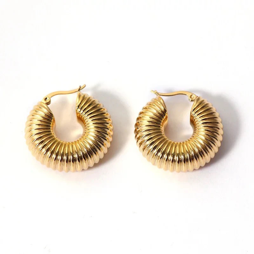 18K Gold Plated Chunky Hoop Earrings.