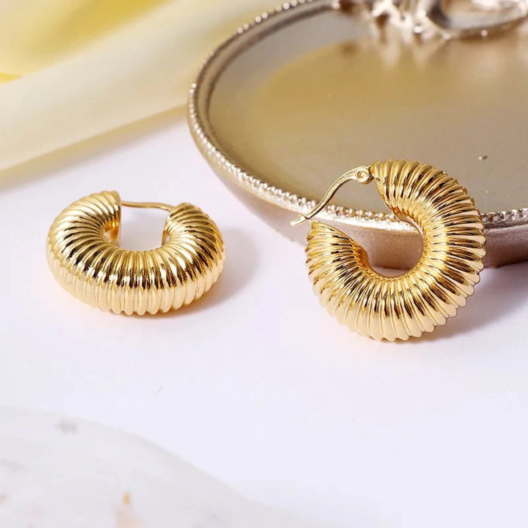 18K Gold Plated Chunky Hoop Earrings.