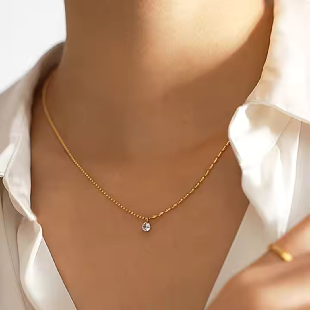 18K Gold Plated Zircon Pendant Necklace