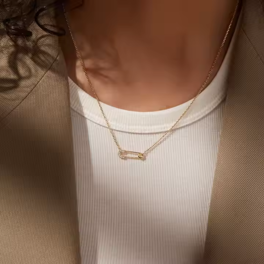 18K Gold Plated Paper Clip Necklace