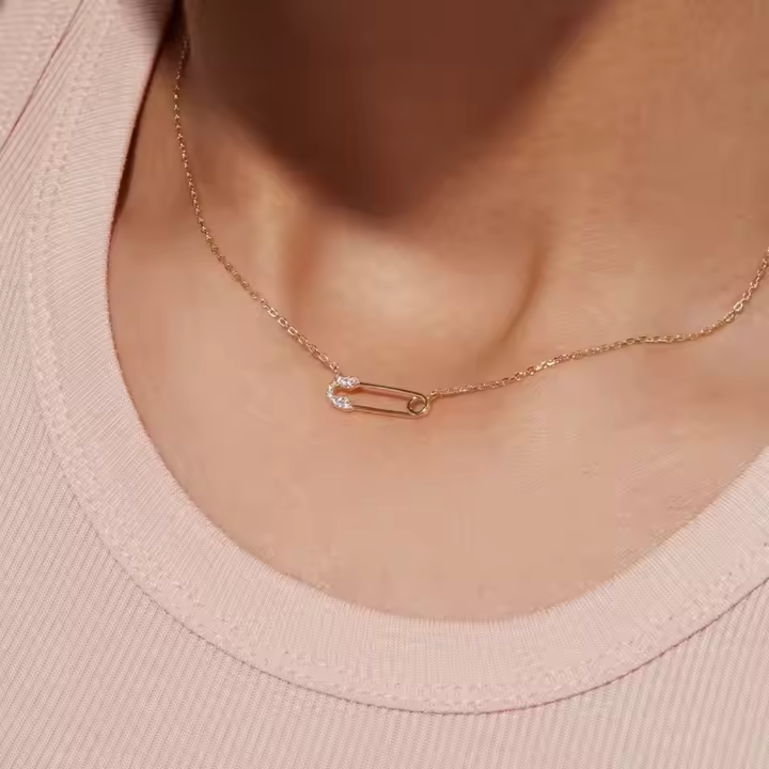 18K Gold Plated Paper Clip Necklace