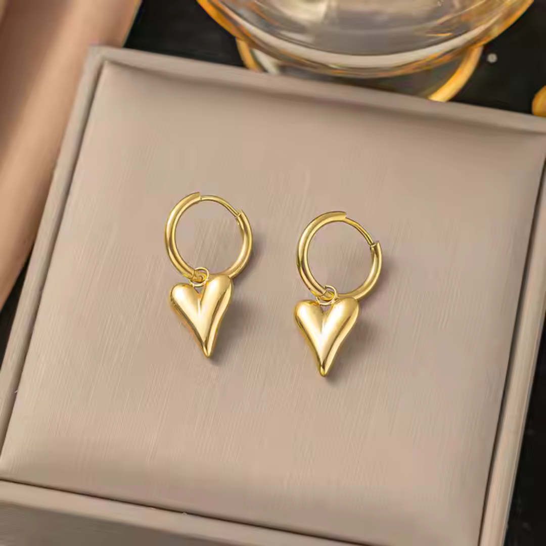 18K Gold Plated Heart Big Love Earrings