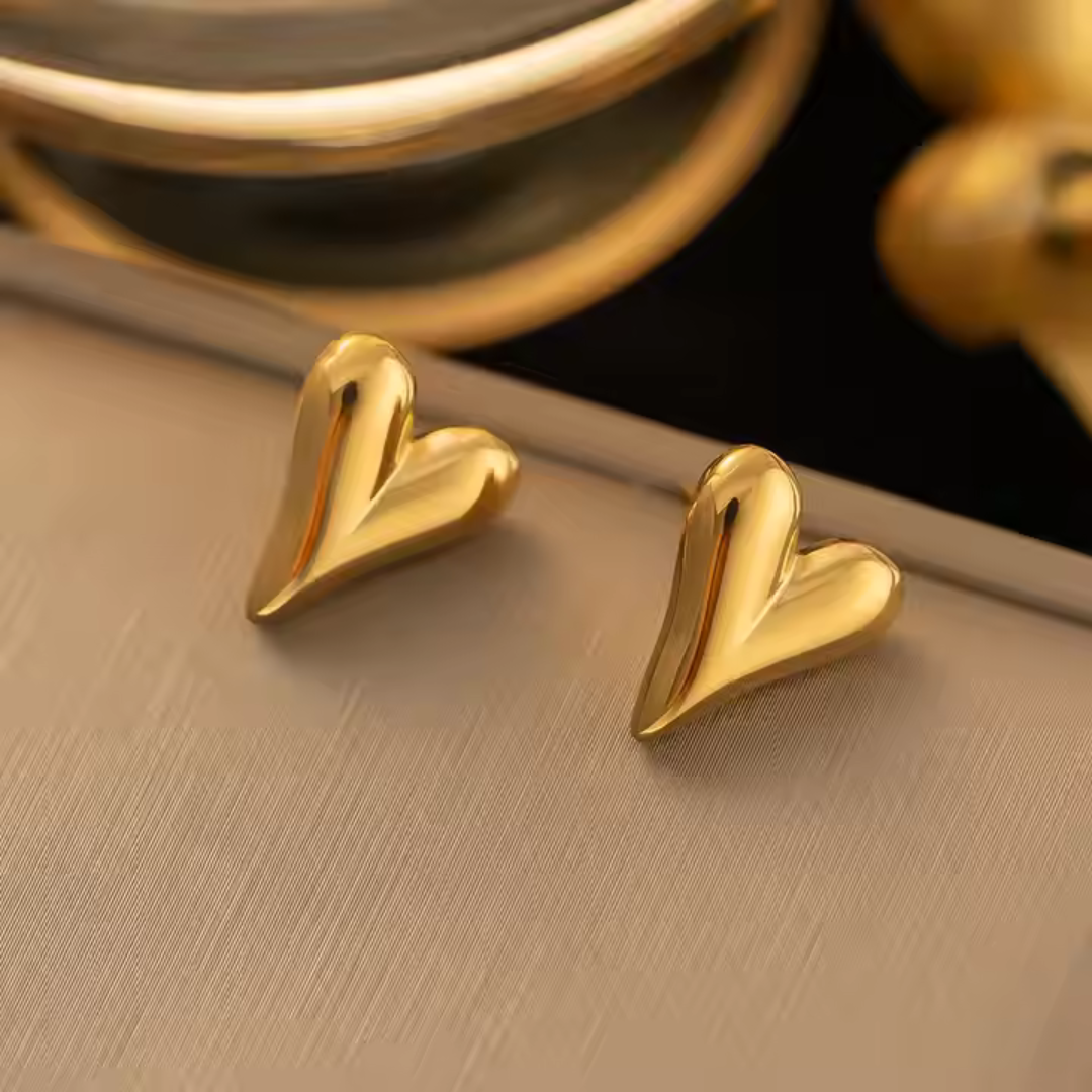 18K Gold Plated Heart Big Love Earrings